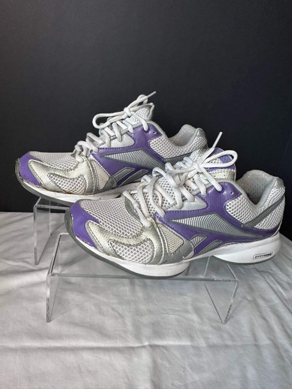 Reebok EasyTone Toning Sneakers in White, Purple & Silver Women’s size 8 (EU 38.